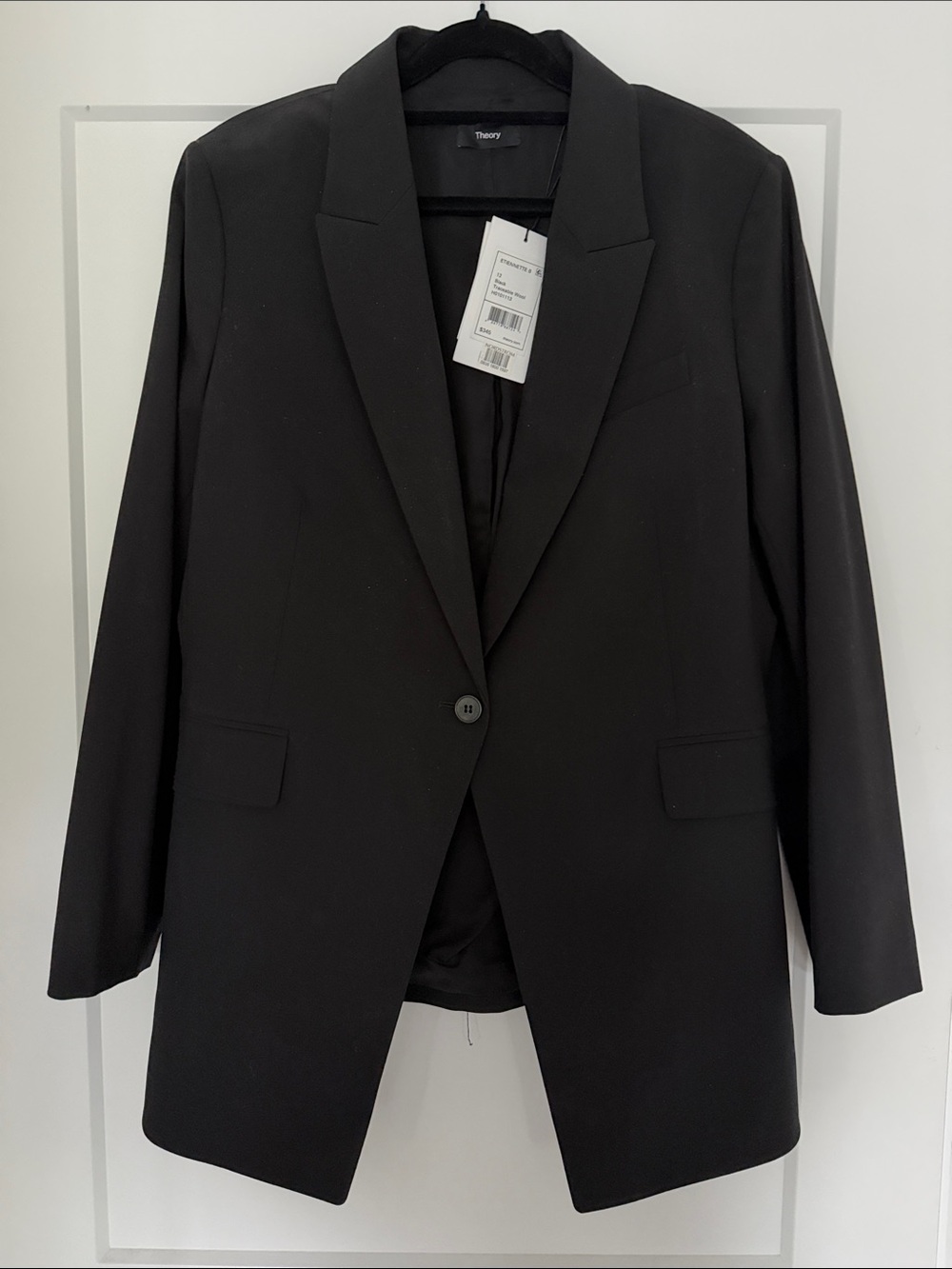 Theory Black Single-Button Longline Blazer